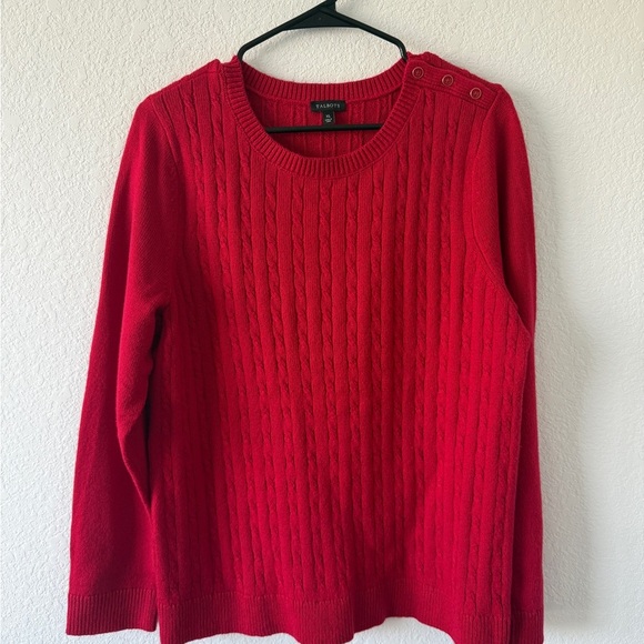 Talbots Sweaters - Talbots Red Crew Neck Sweater Classic Knit Design